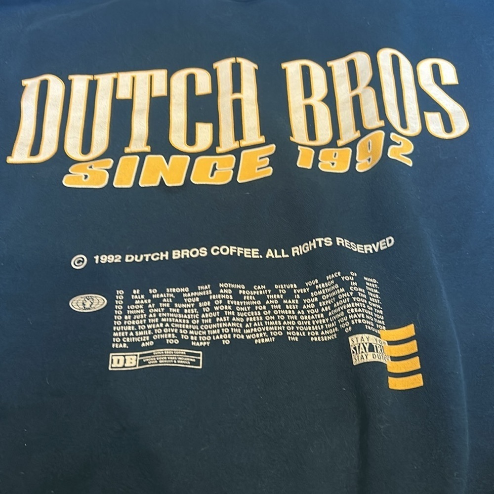 ✌️Rare Dutch Bros Navy w/Gold Oversized Crewneck - Picture 2 of 9